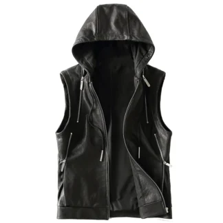 Hooded Sleeveless Retro Jacket